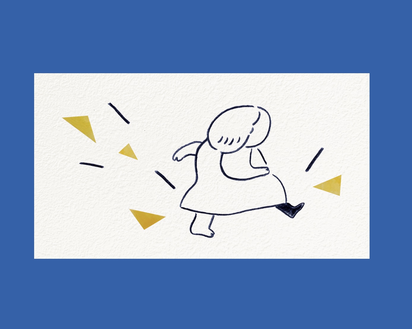 【イラスト】稽古場で歩いているもりたさん