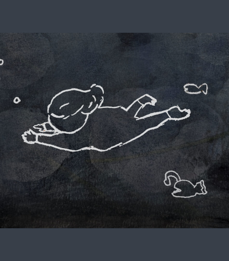 【イラスト】深い海の中を、泳ぎ、ときに踊る、もりたさん