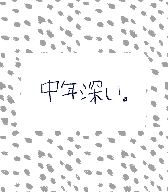 【画像】手書きのパターンを背景に「中年深い」と書かれている