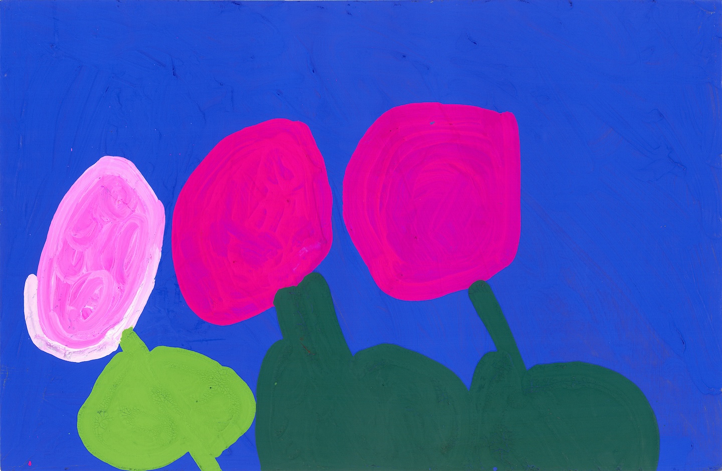 はっきりとした色合いで描かれた花の絵