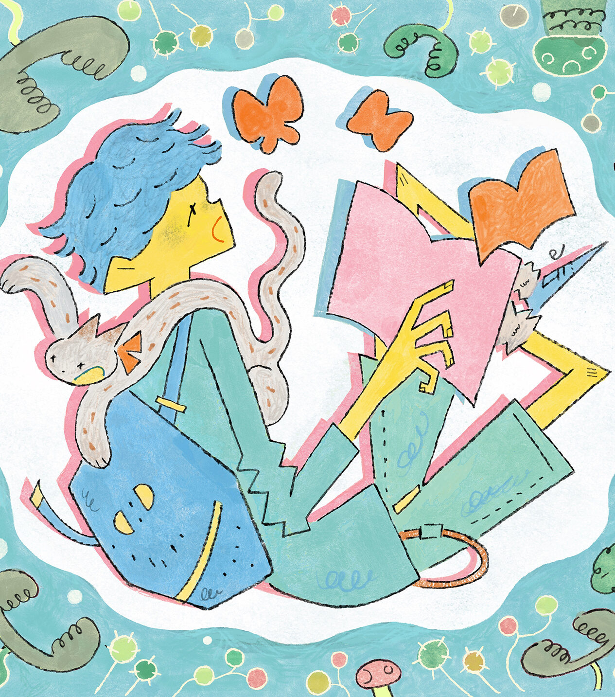 【イラスト】安全な空間で本を読み、自分が知らない世界に出会いはじめている人